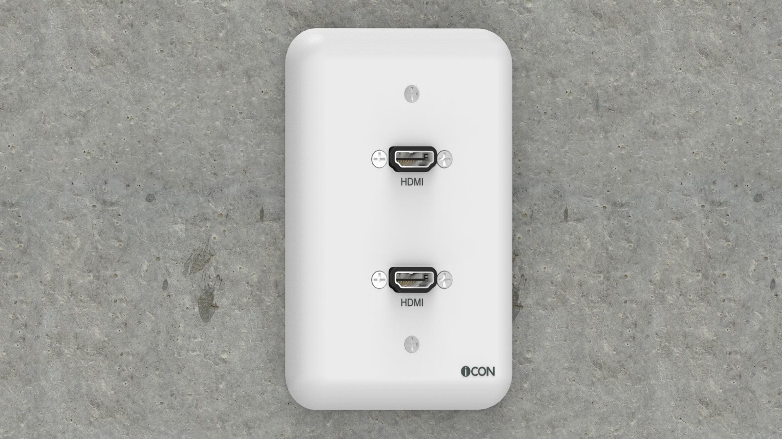 Escritório corporativo com módulo de parede HDMI iCON branco em primeiro plano