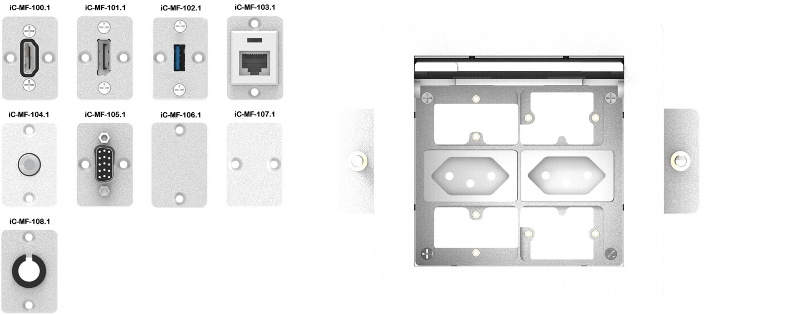 Painel de Mesa Multiconexão iC-TB-1.1, cor branco — imagem 16