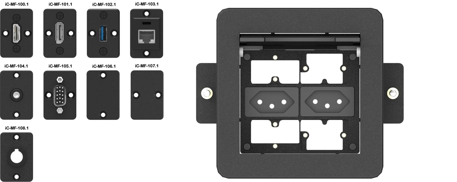 Painel de Mesa Multiconexão iC-TB-1.1, cor preto — imagem 16