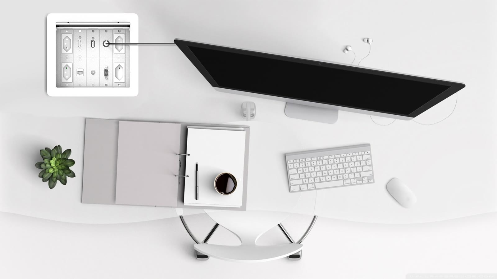Painel de Mesa Multiconexão iC-TB-1, cor branco — imagem 11