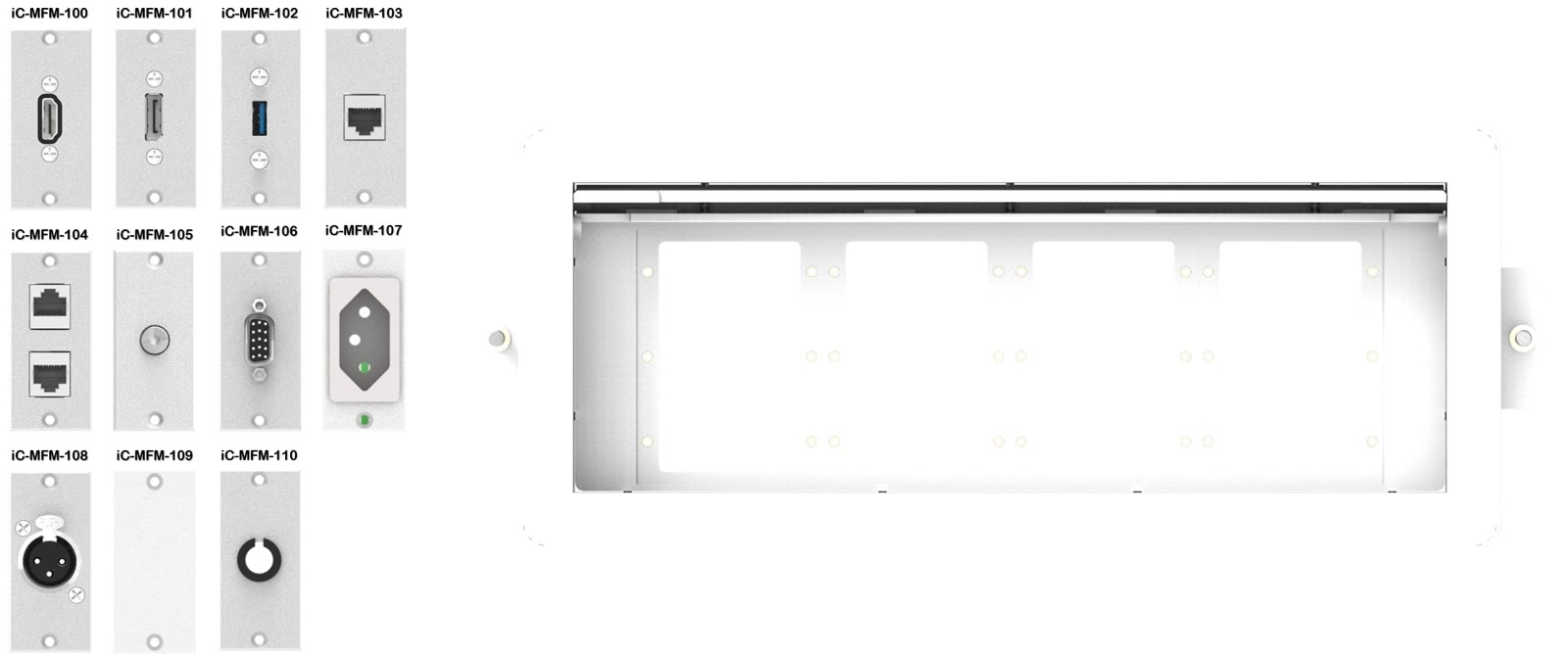 Painel de Mesa Multiconexão iC-TB-2, cor branco — imagem 11