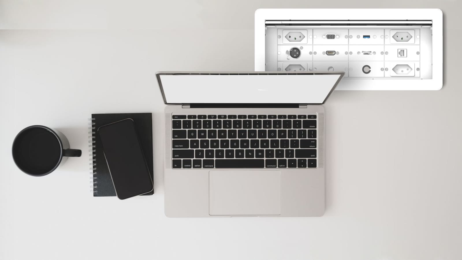 Painel de Mesa Multiconexão iC-TB-2, cor branco — imagem 9