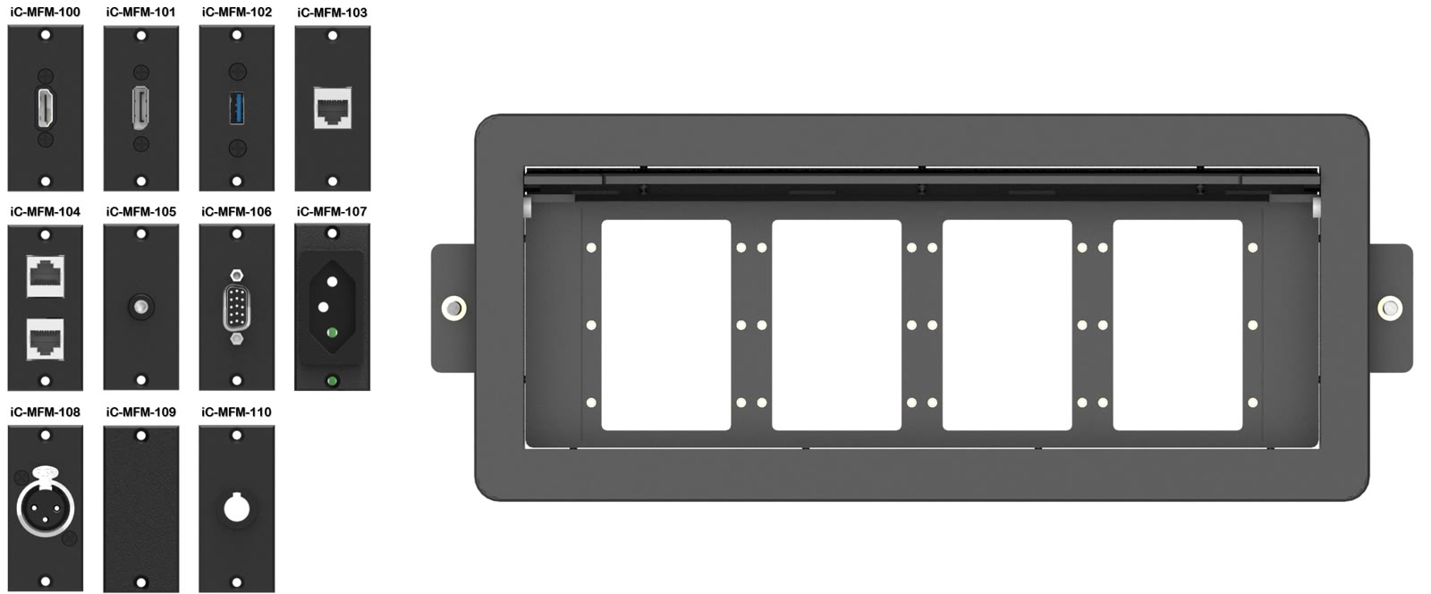 Painel de Mesa Multiconexão iC-TB-2, cor preto — imagem 11